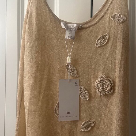 NWT Caroline Constas Floral Semi Sheer Maxi Dress, Gold, L, Needs Cleaning! - Picture 3 of 9